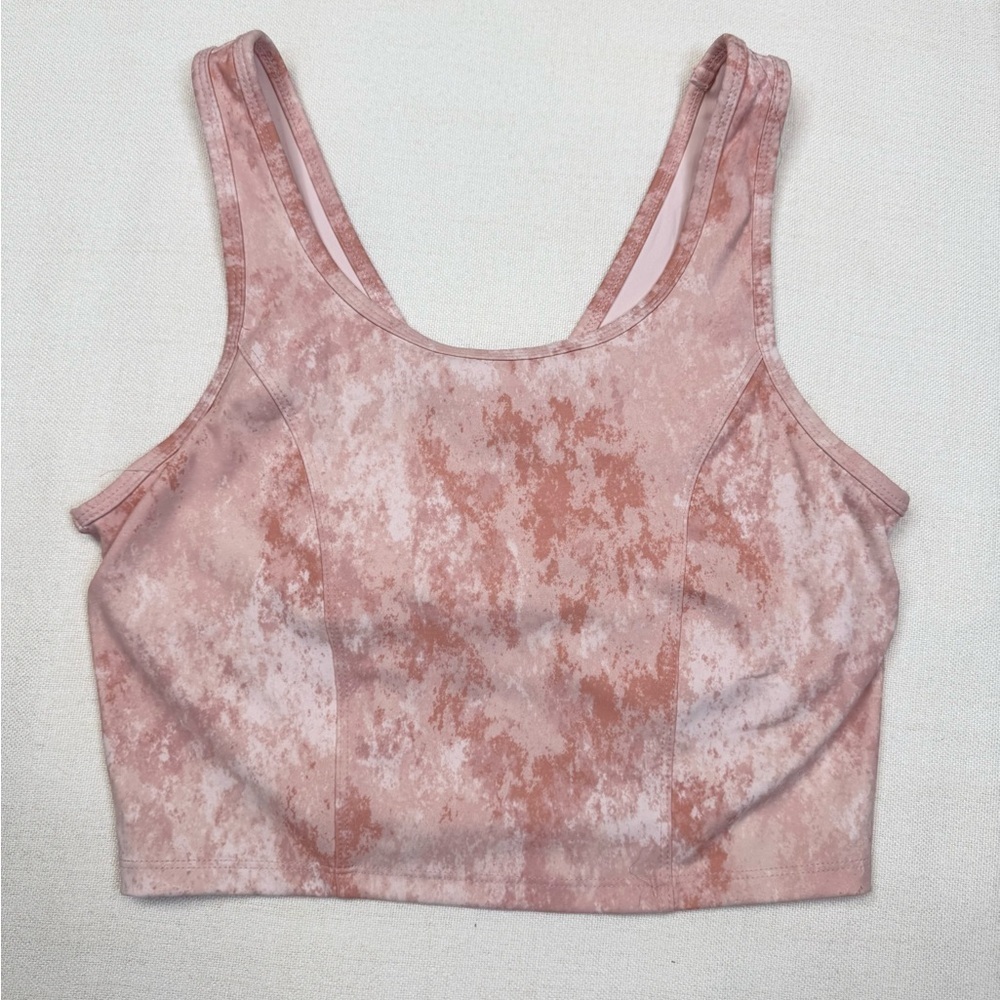 RBX Sports Bra Womens Size M Pink Tie Dye V-Neck Longline Yoga Athletic